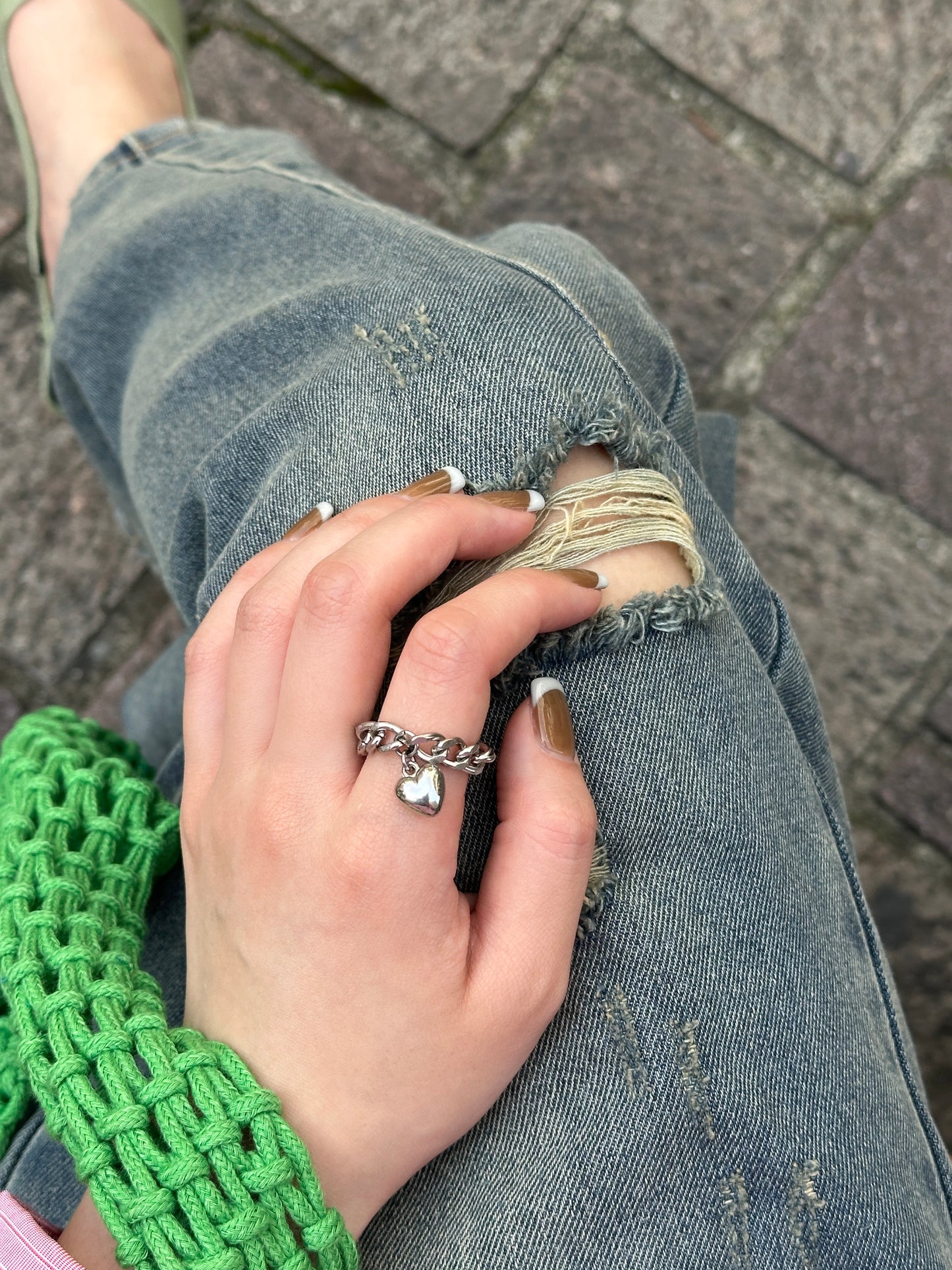 heart chain ring