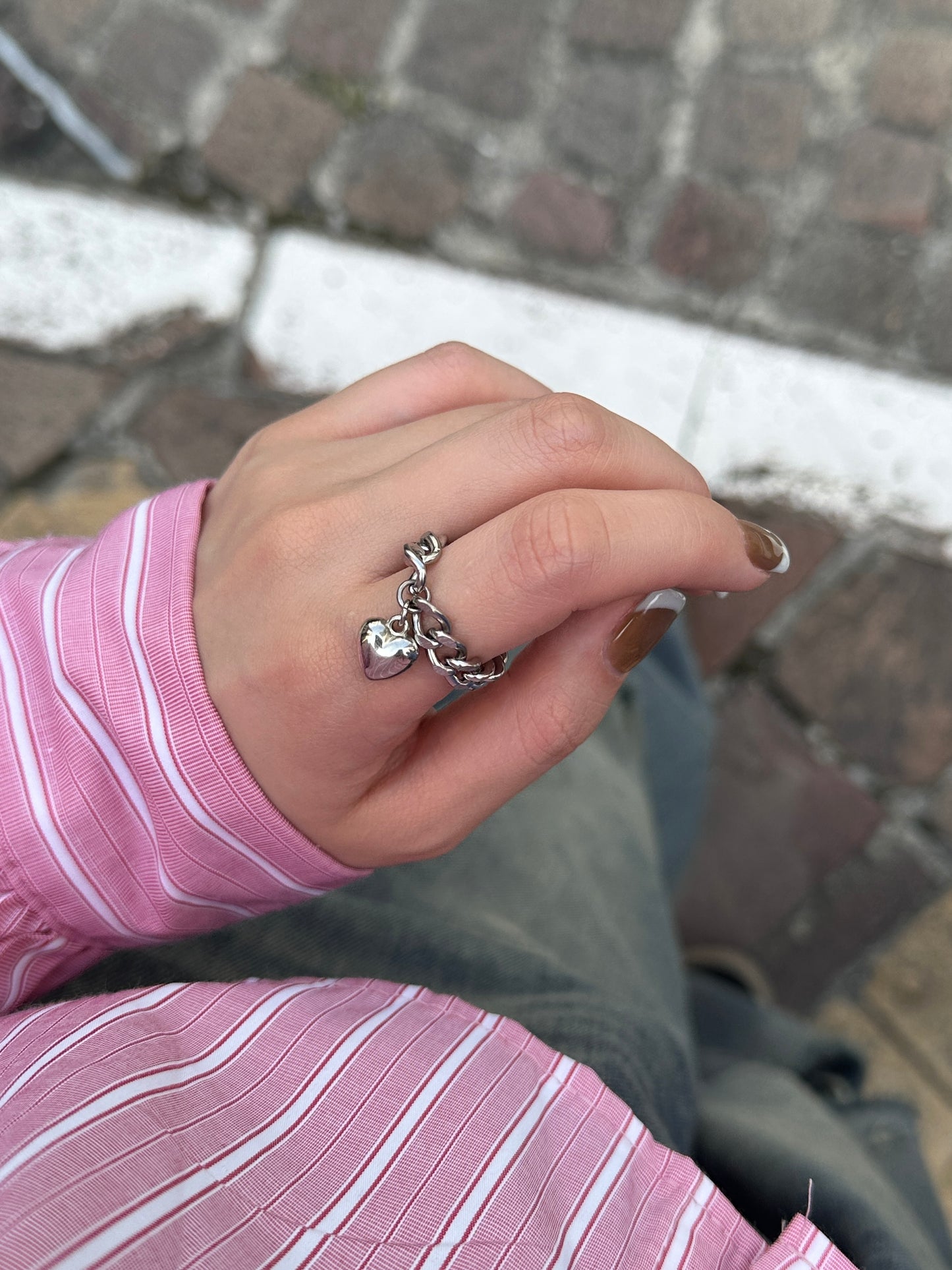 heart chain ring