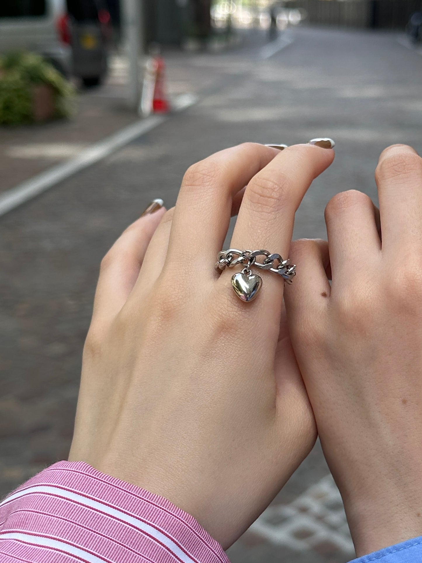 heart chain ring
