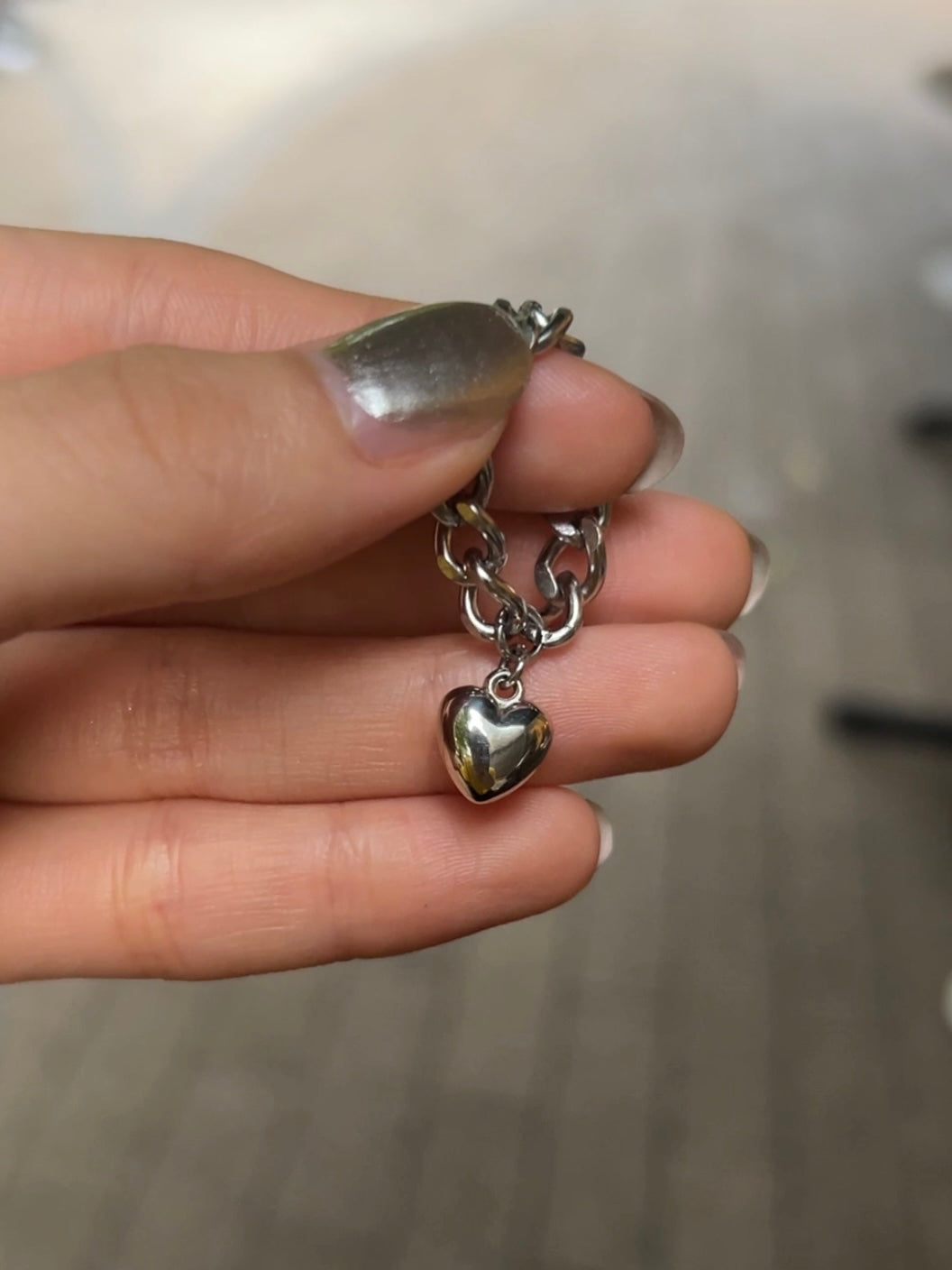 heart chain ring