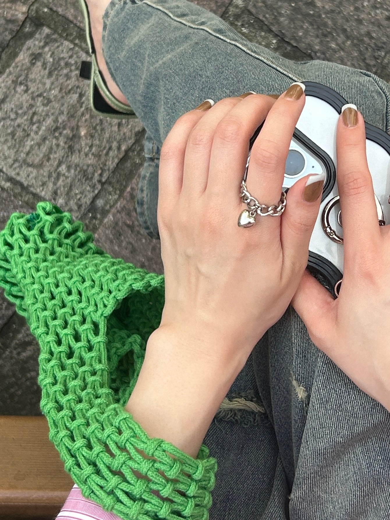 heart chain ring