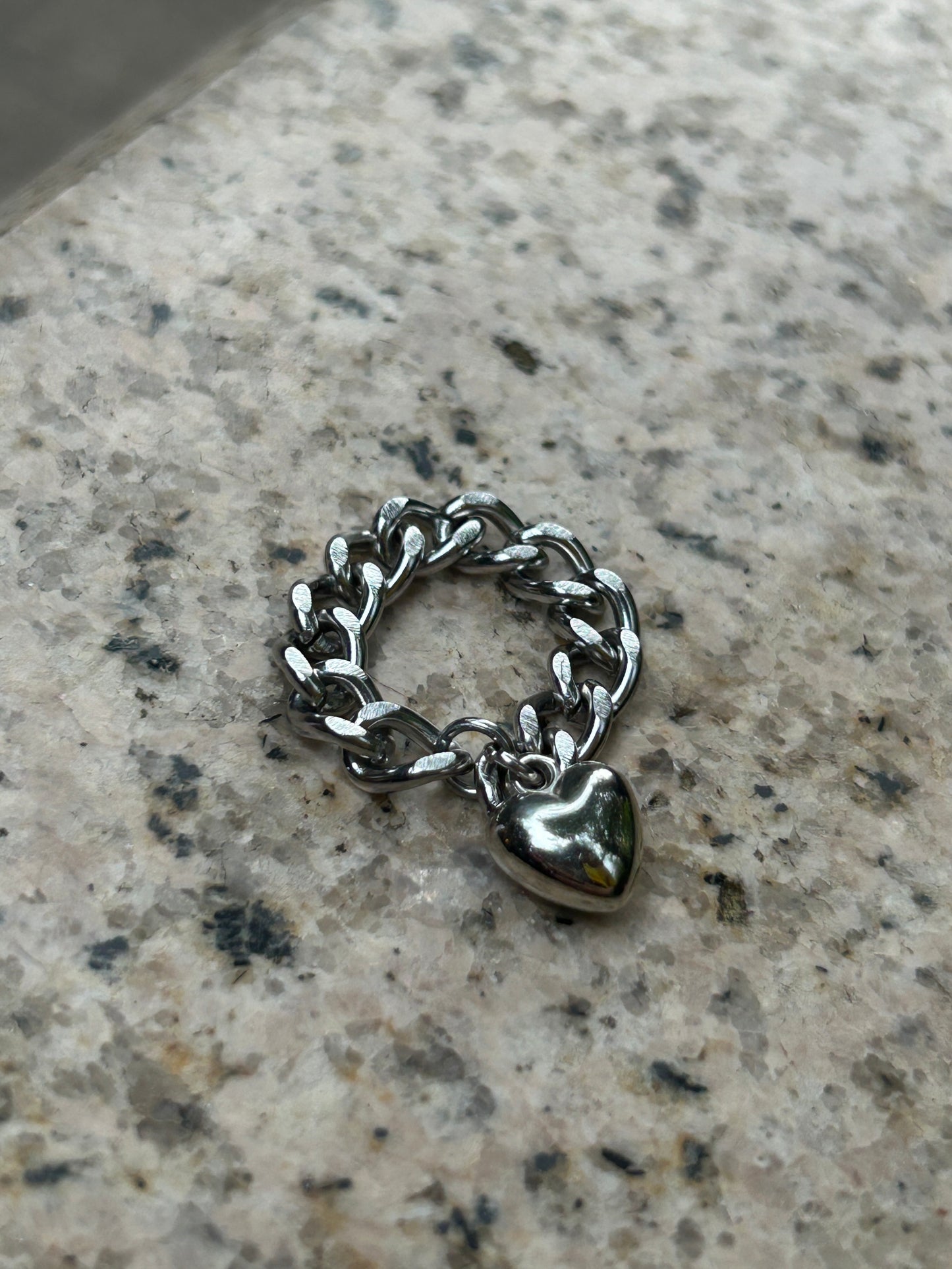heart chain ring
